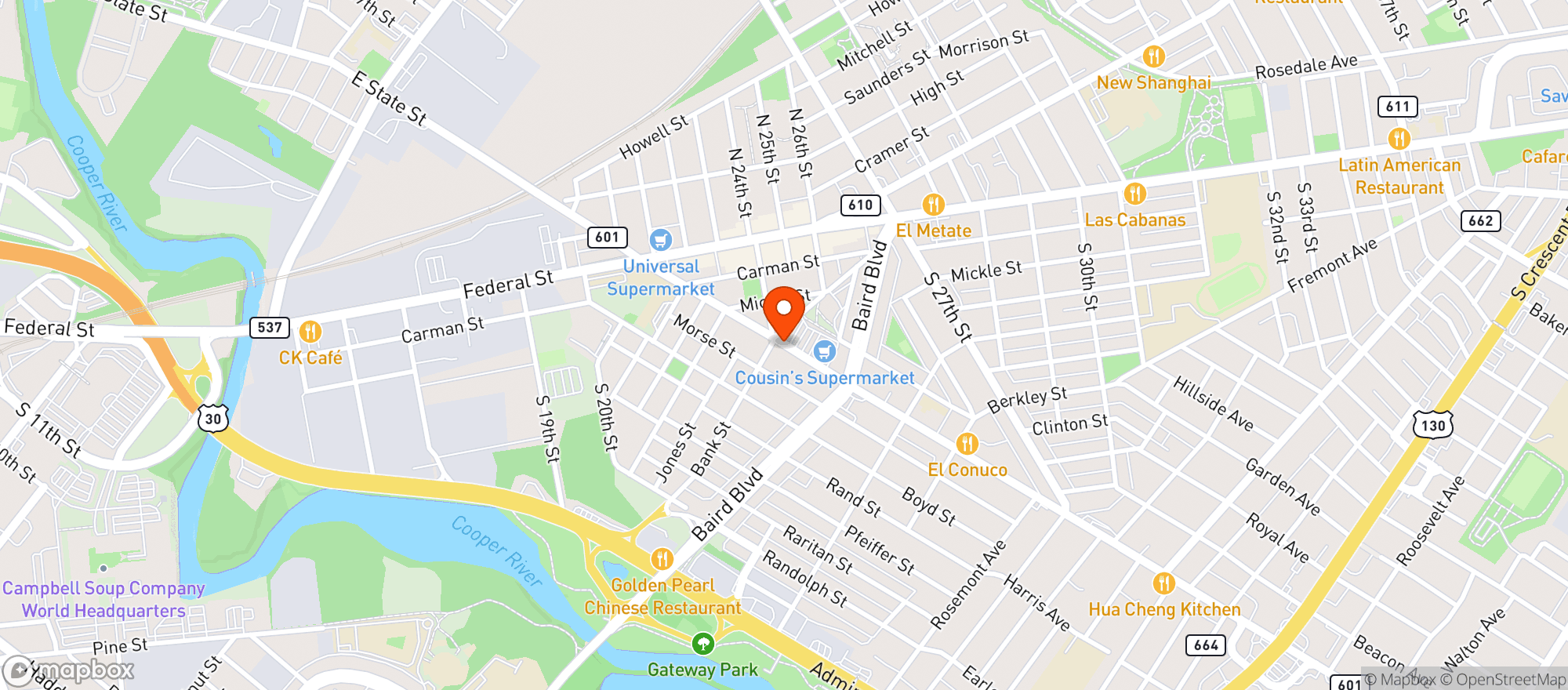 Map showing Camden Liquor