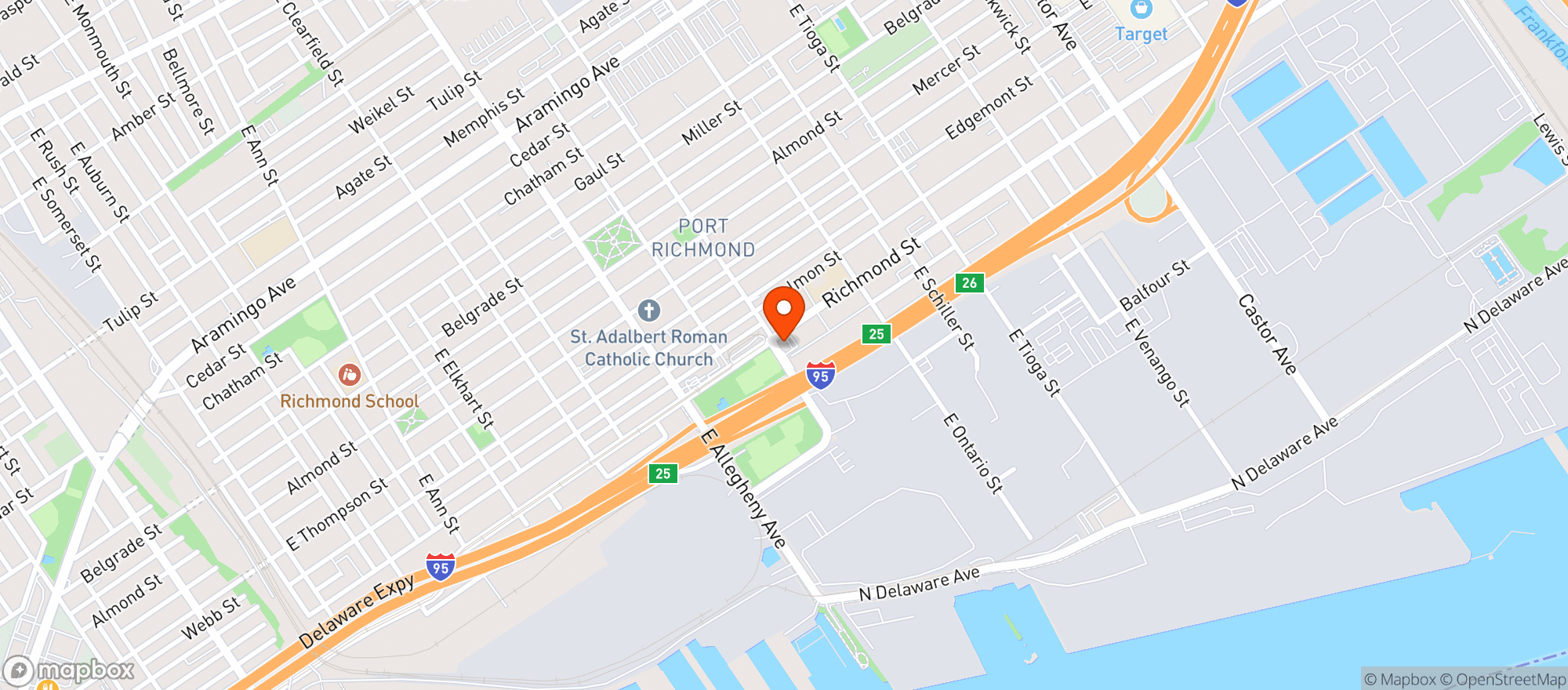 Map showing Byrnes Tavern