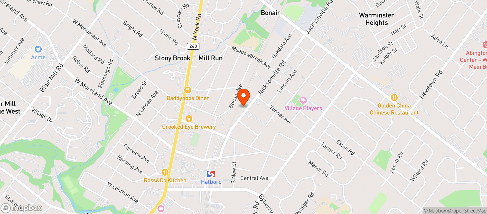 Map showing Hatboro Beverage