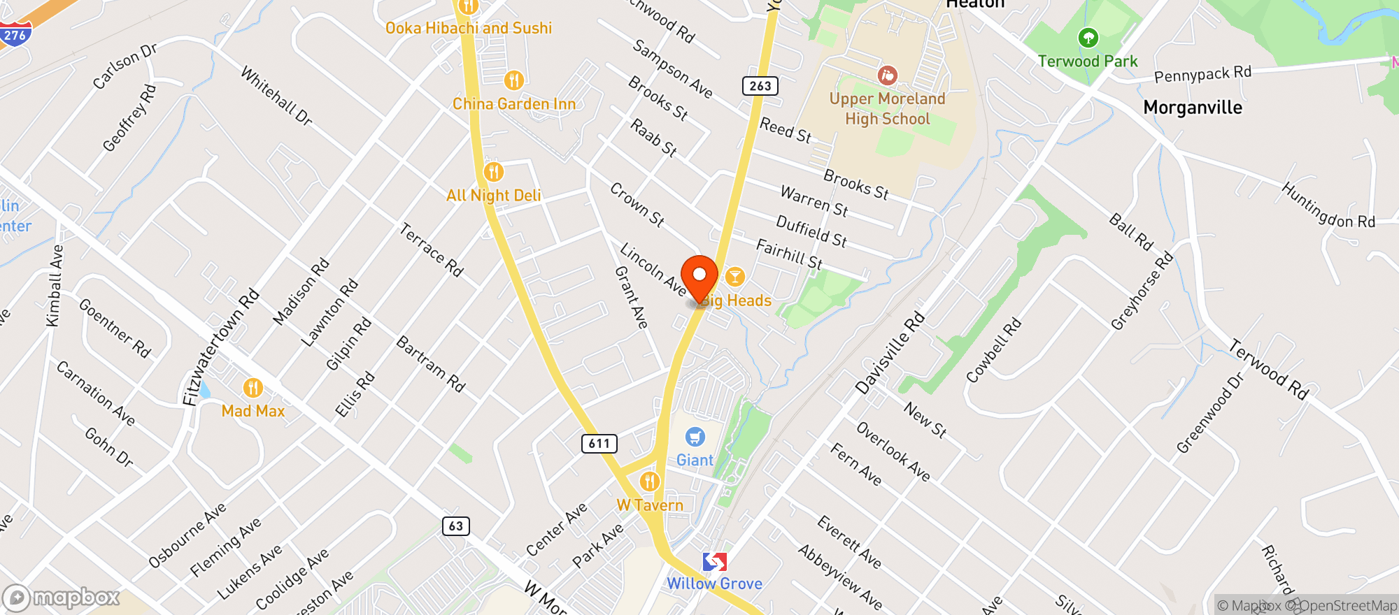 Map showing Willow Grove Beer Store