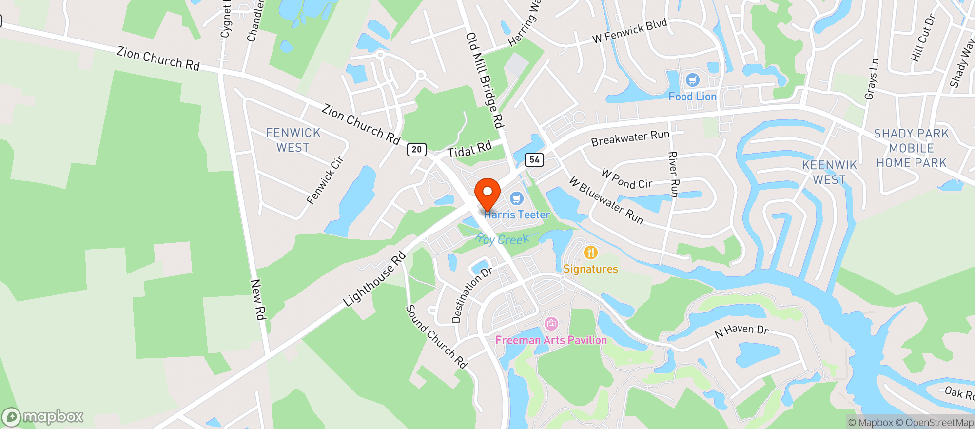 Map showing Harris Teeter (Bayside)