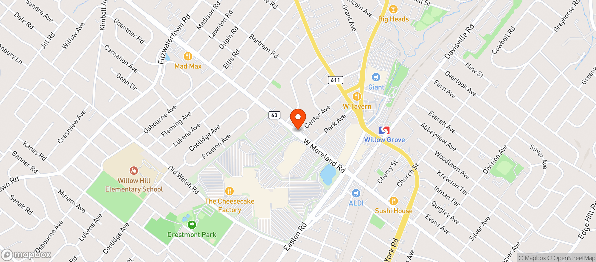 Map showing Tgi Friday's
