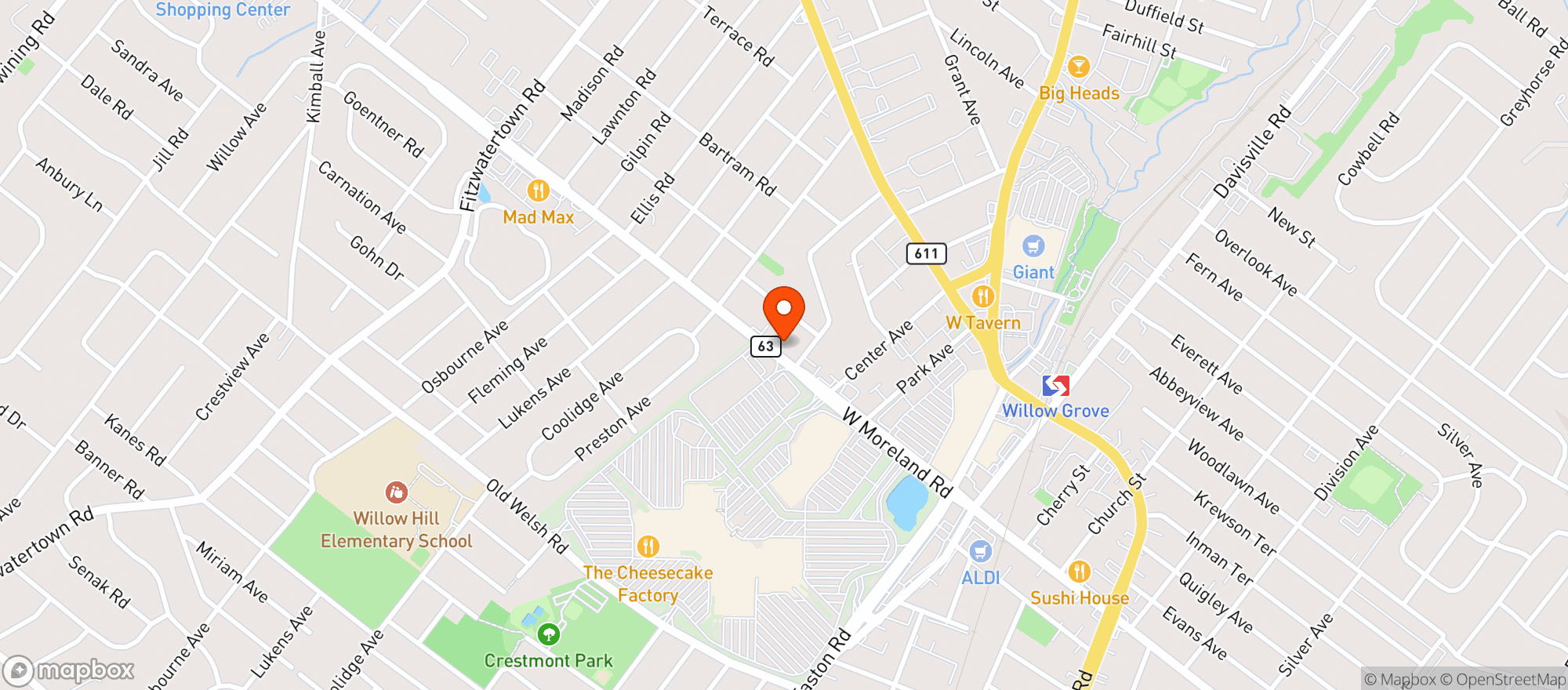 Map showing Smokkey Tokkey - Willow Grove