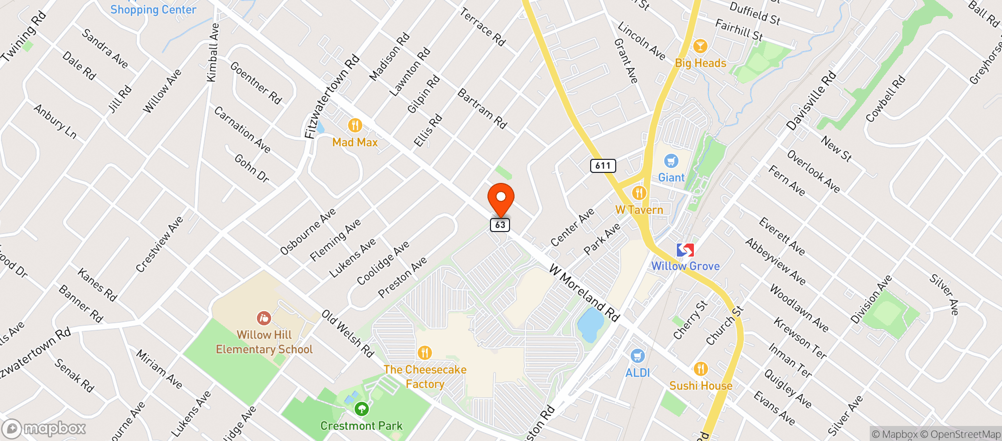 Map showing Wings To Go