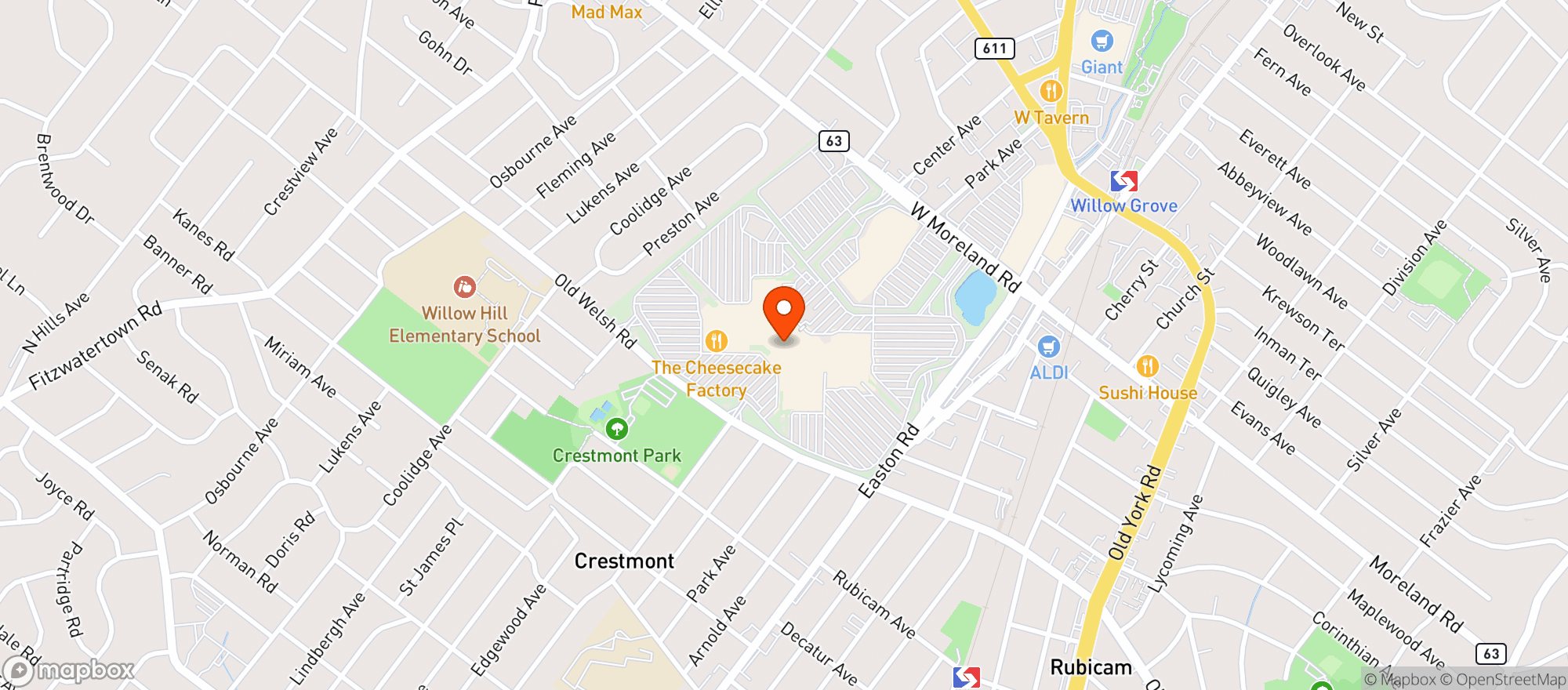 Map showing Cheesecake Factory #128