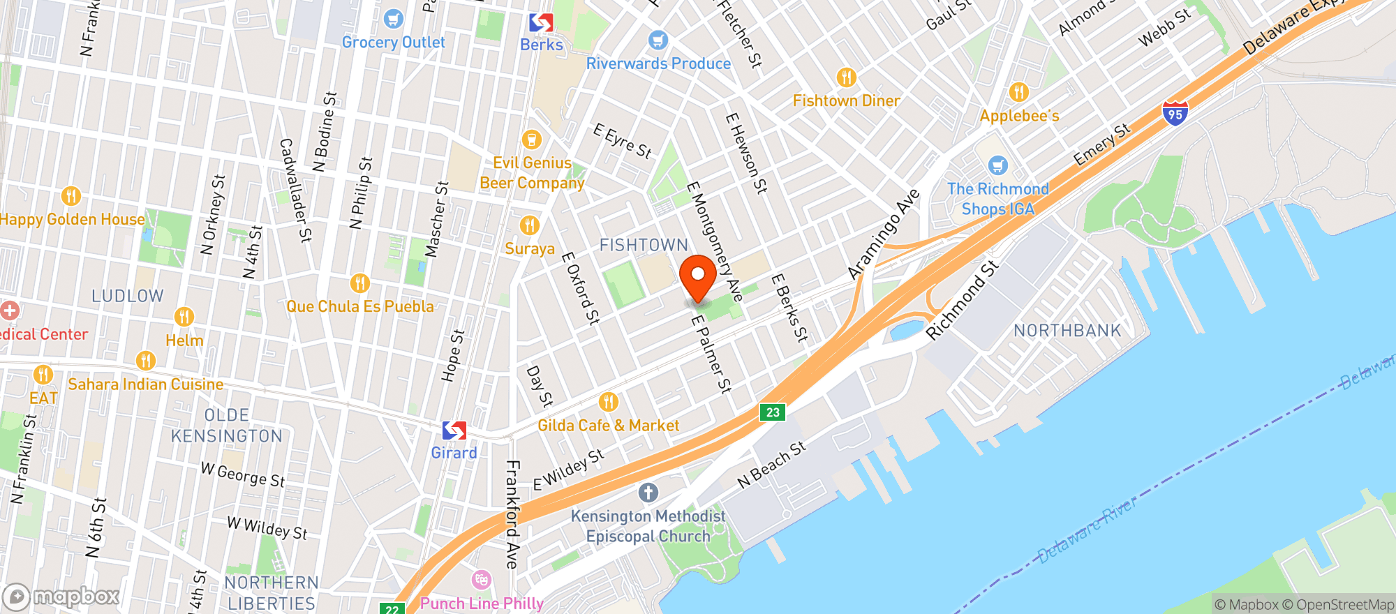 Map showing Interstate Draft House