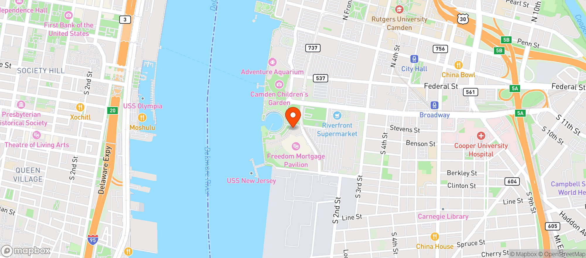 Map showing Freedom Mortgage Pavilion