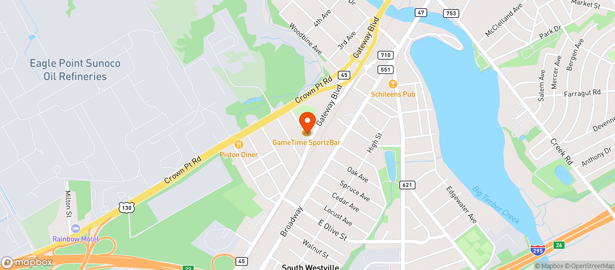 Map showing Gateway Liquors