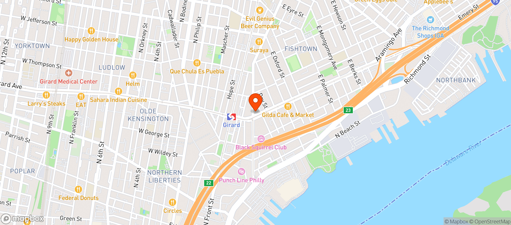 Map showing Johnny Brenda's