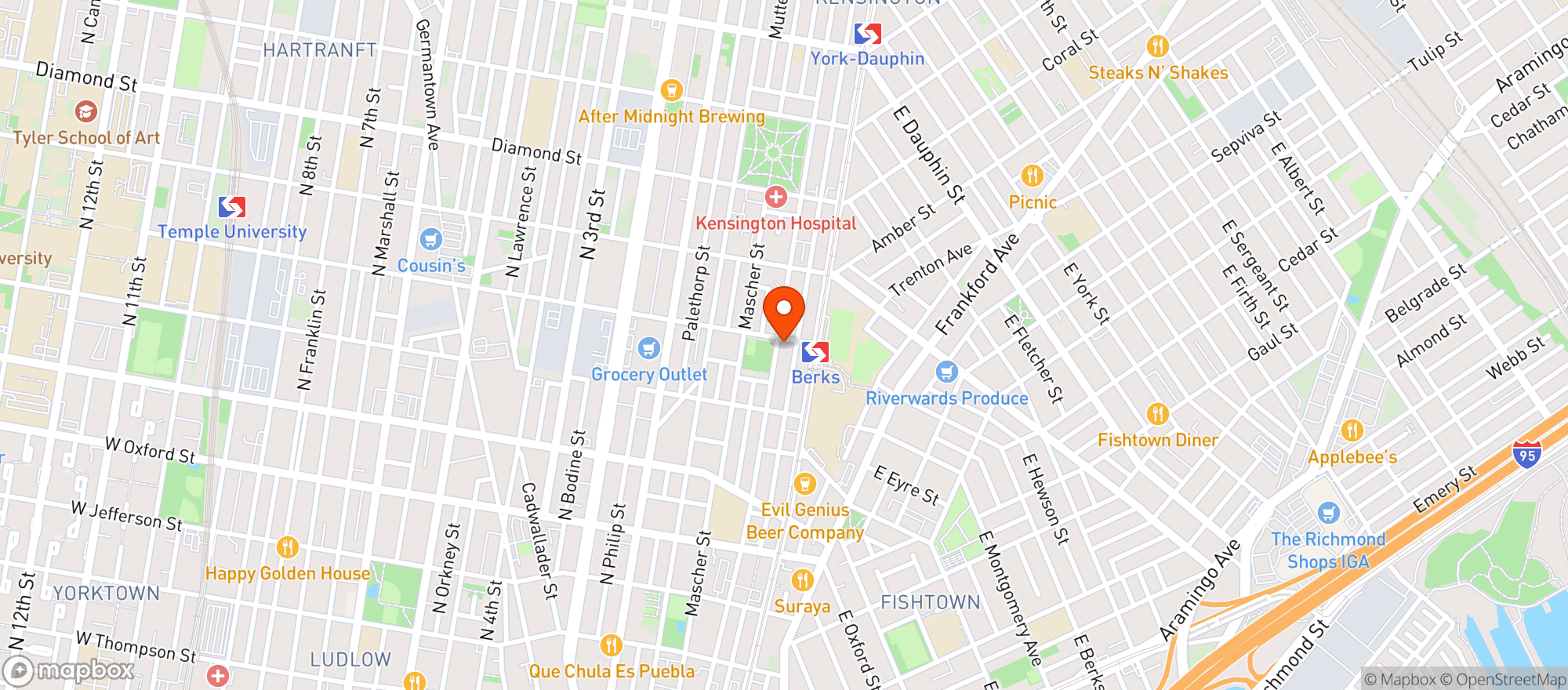 Map showing Sacred Vice Brewing