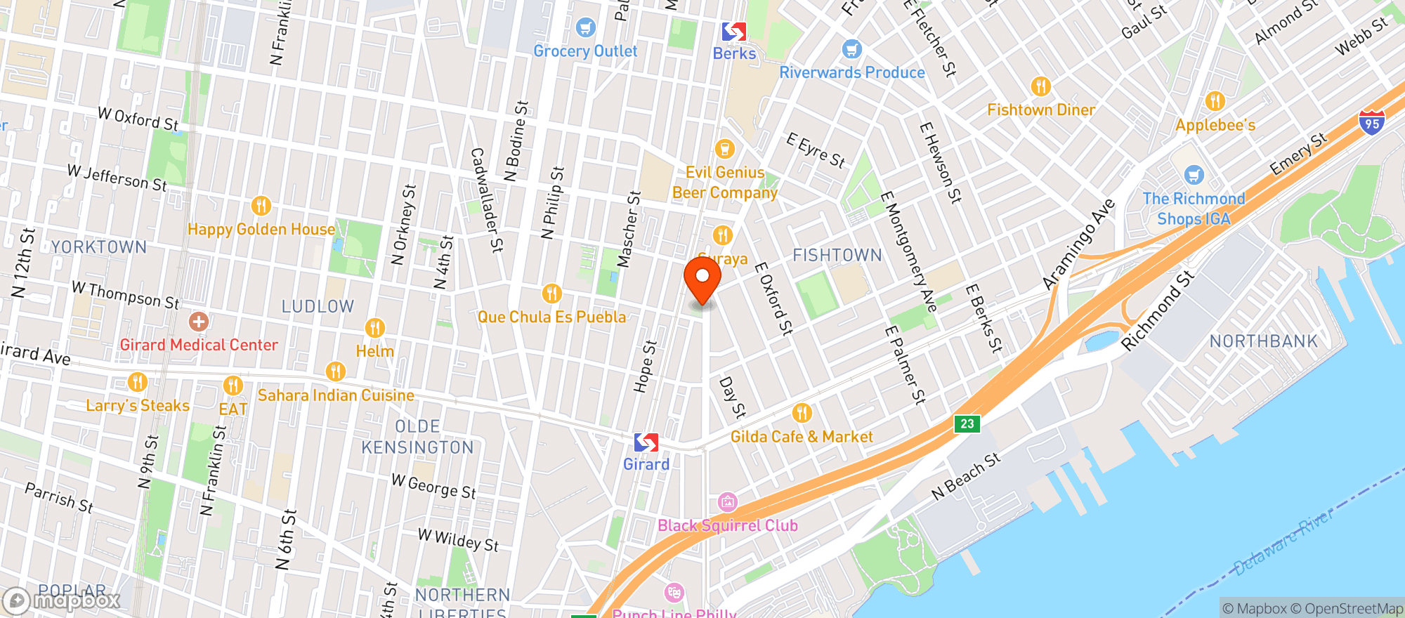 Map showing Forest&Main(Fishtown)