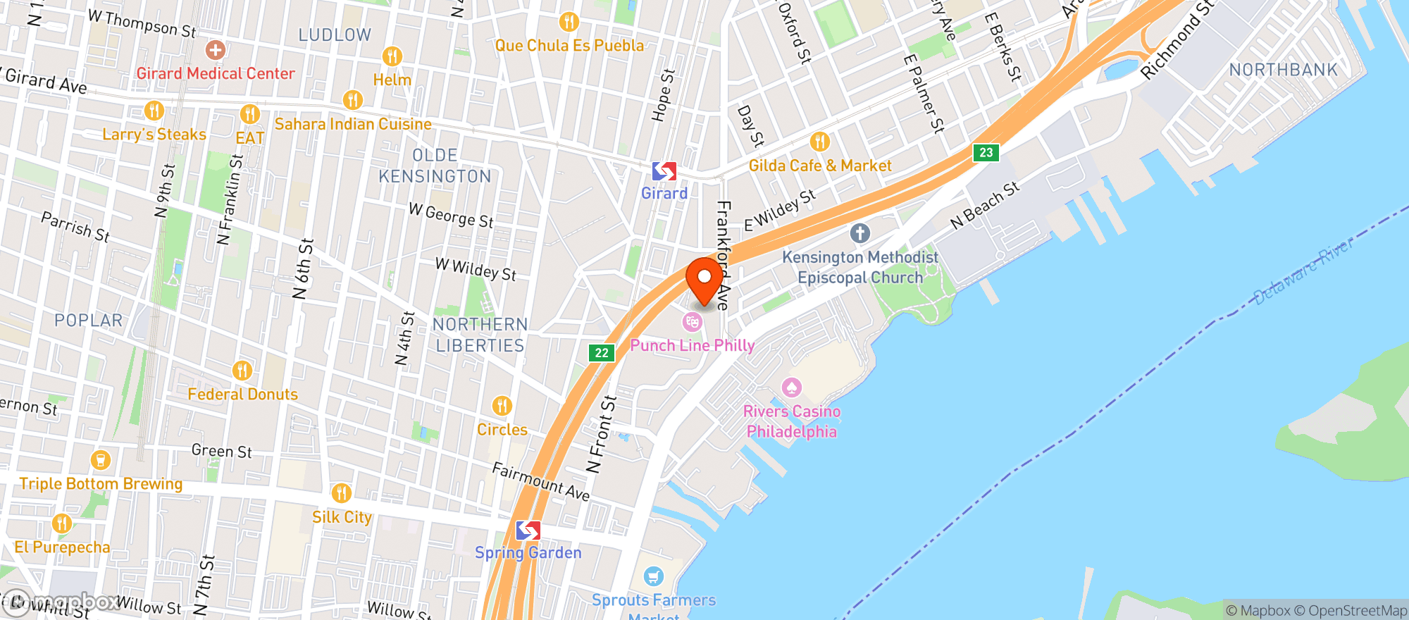 Map showing Wolfgang Puck Catering And Events