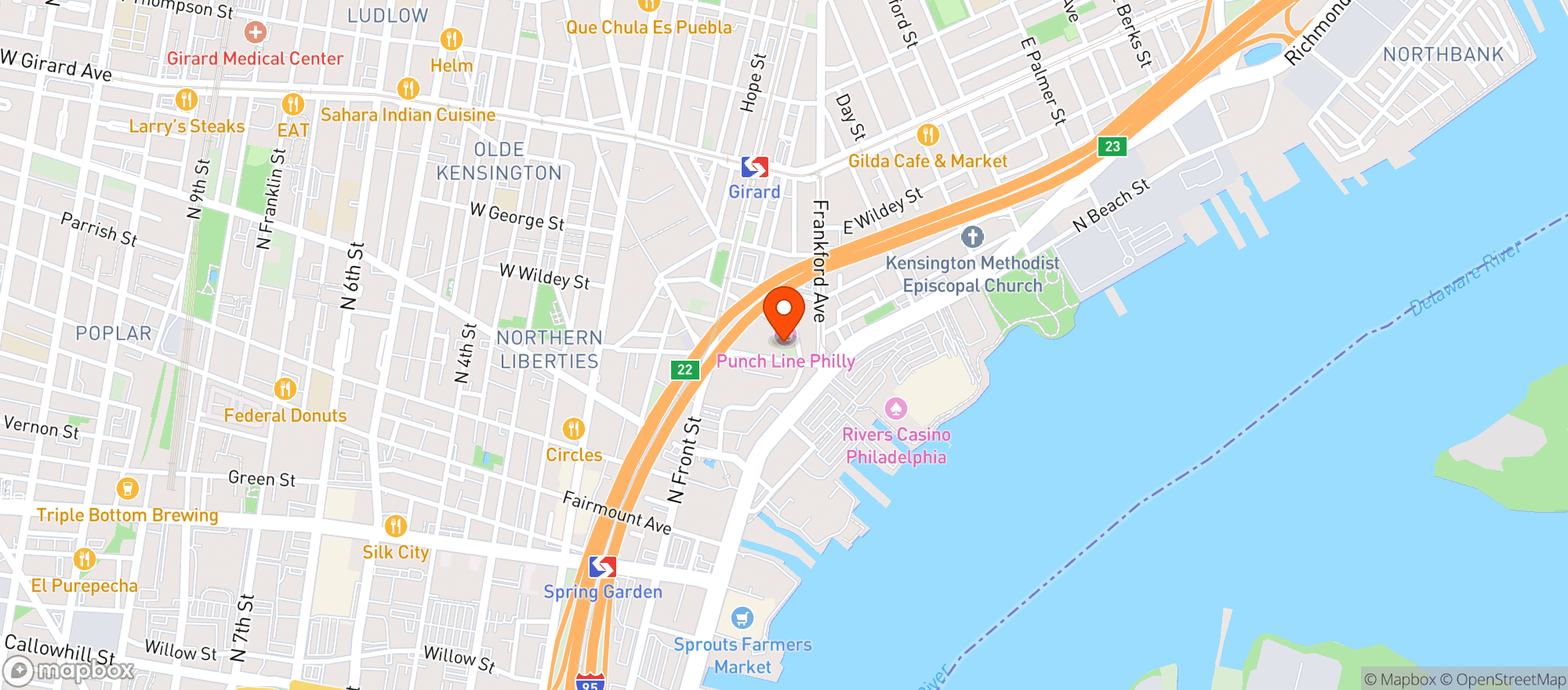 Map showing Punch Line Philly