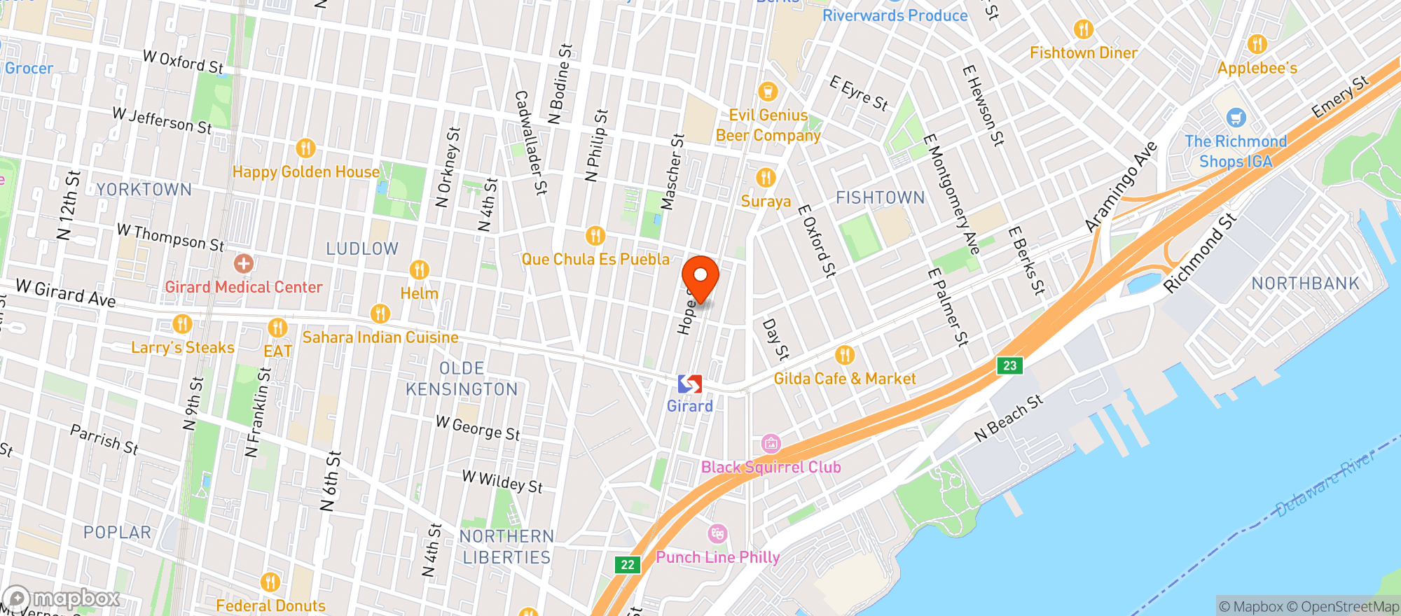 Map showing Bar Palmina