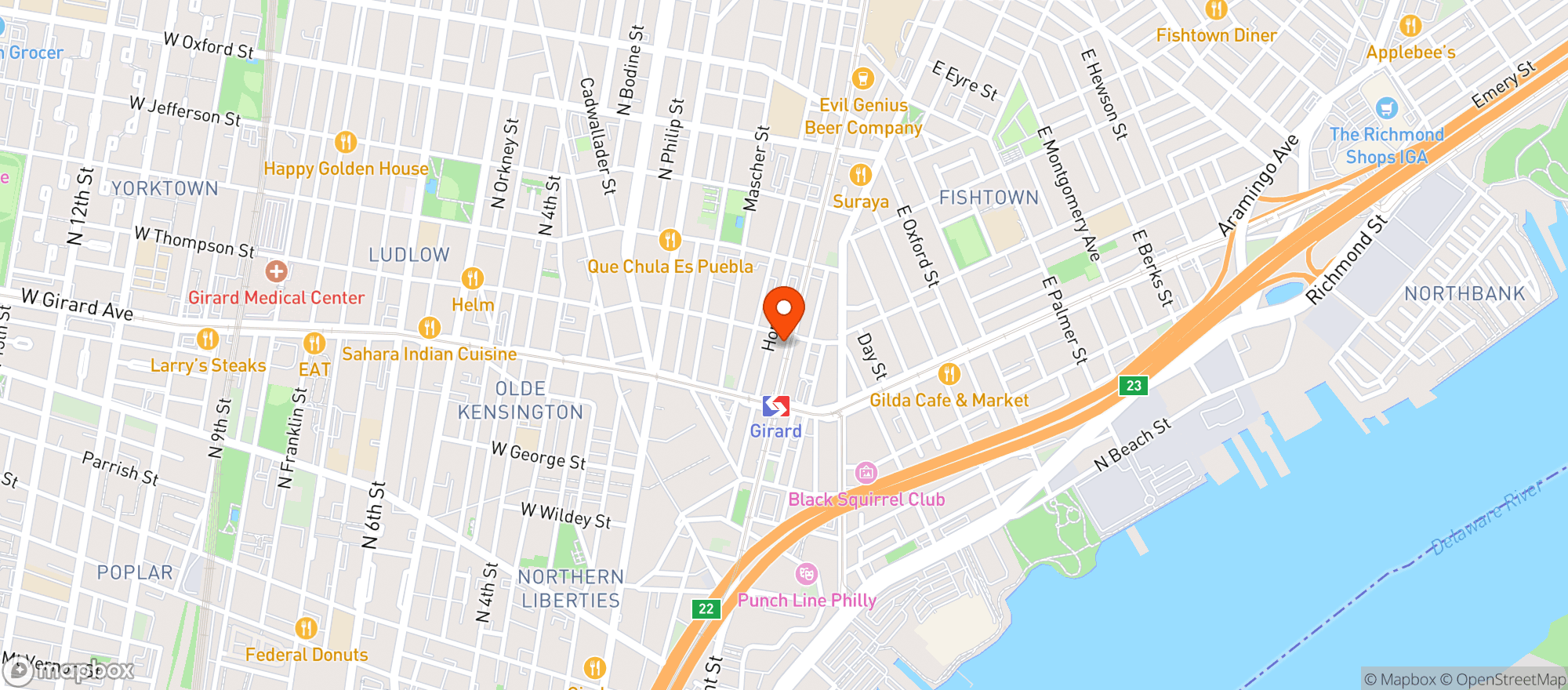 Map showing Middle Child Clubhouse