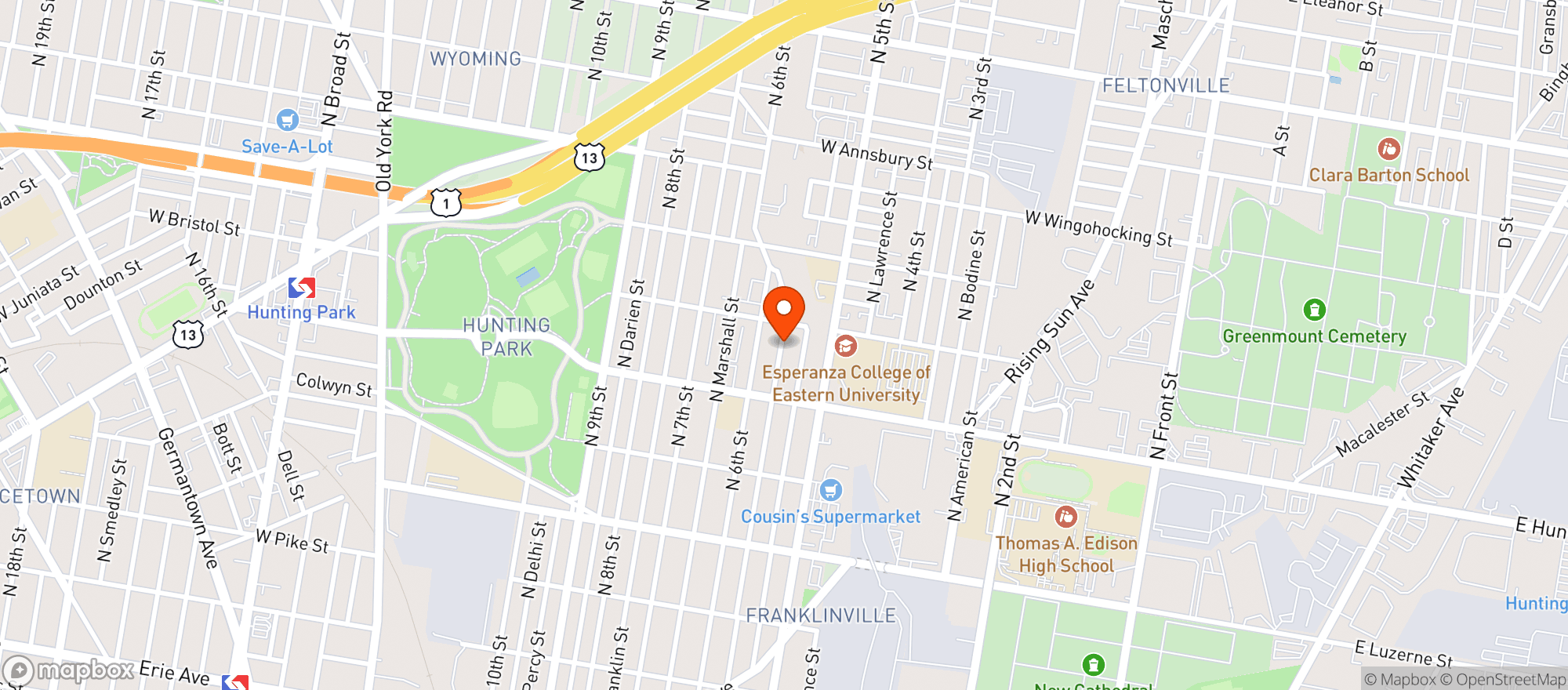 Map showing L & G Cold Beer