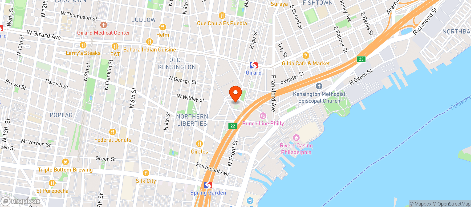 Map showing Vesper Dayclub