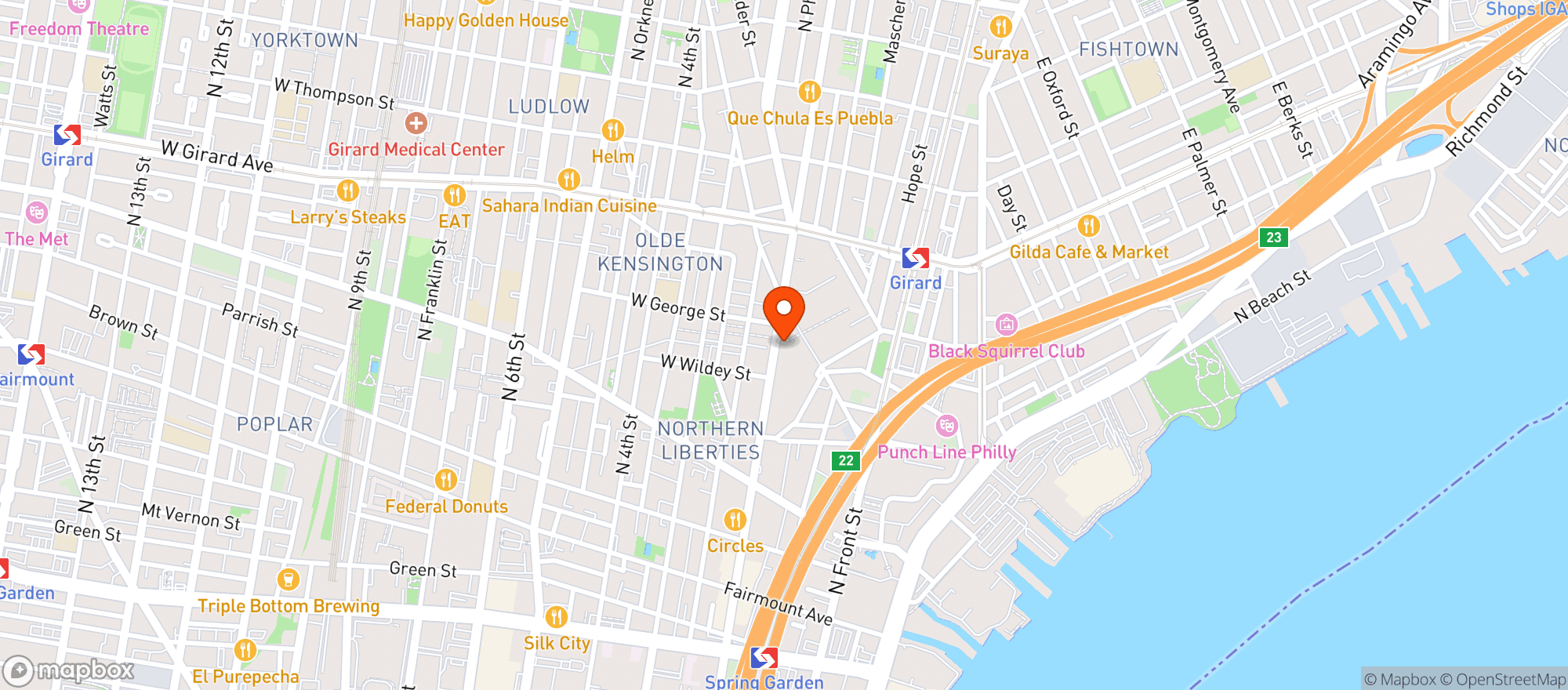 Map showing Urban Village Brewing