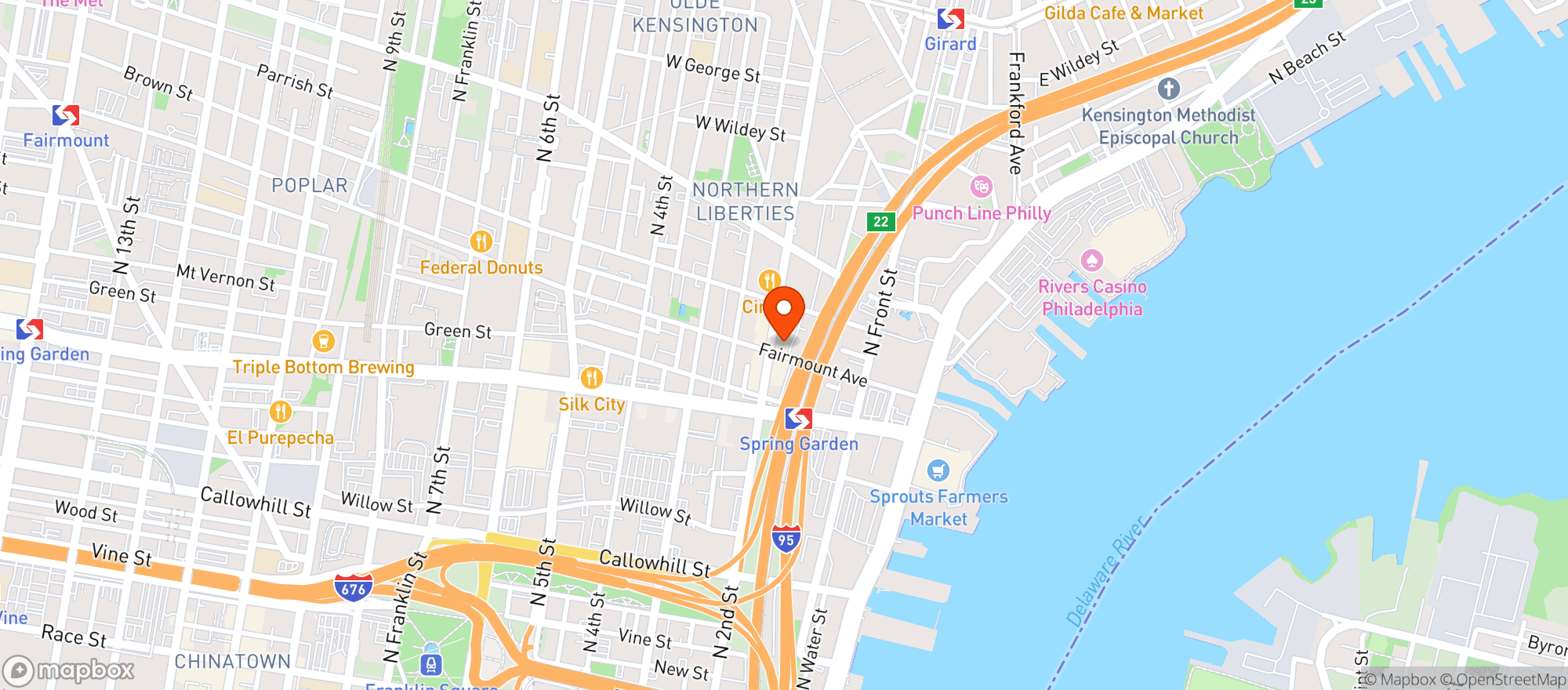 Map showing Bourbon & Branch