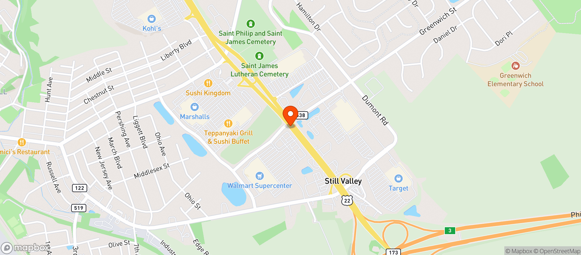 Map showing Stone Tavern
