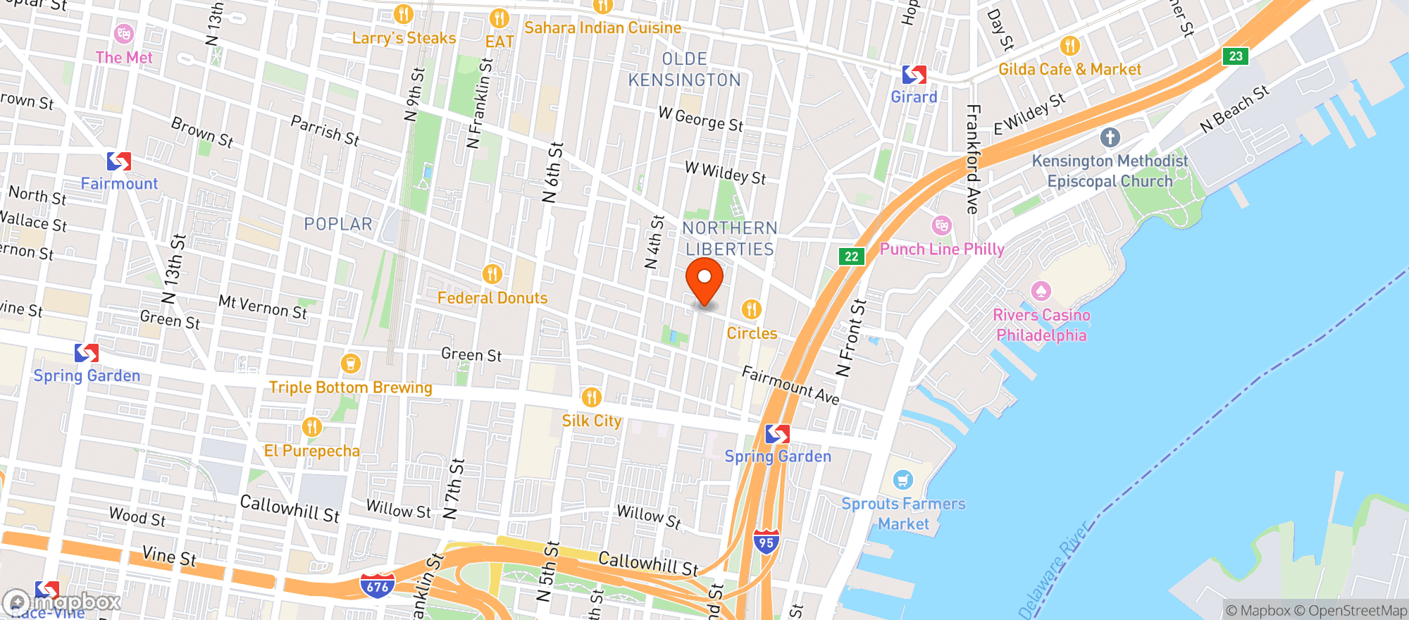 Map showing North 3rd