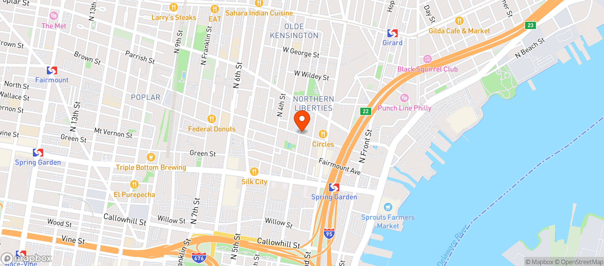 Map showing North 3rd Bar