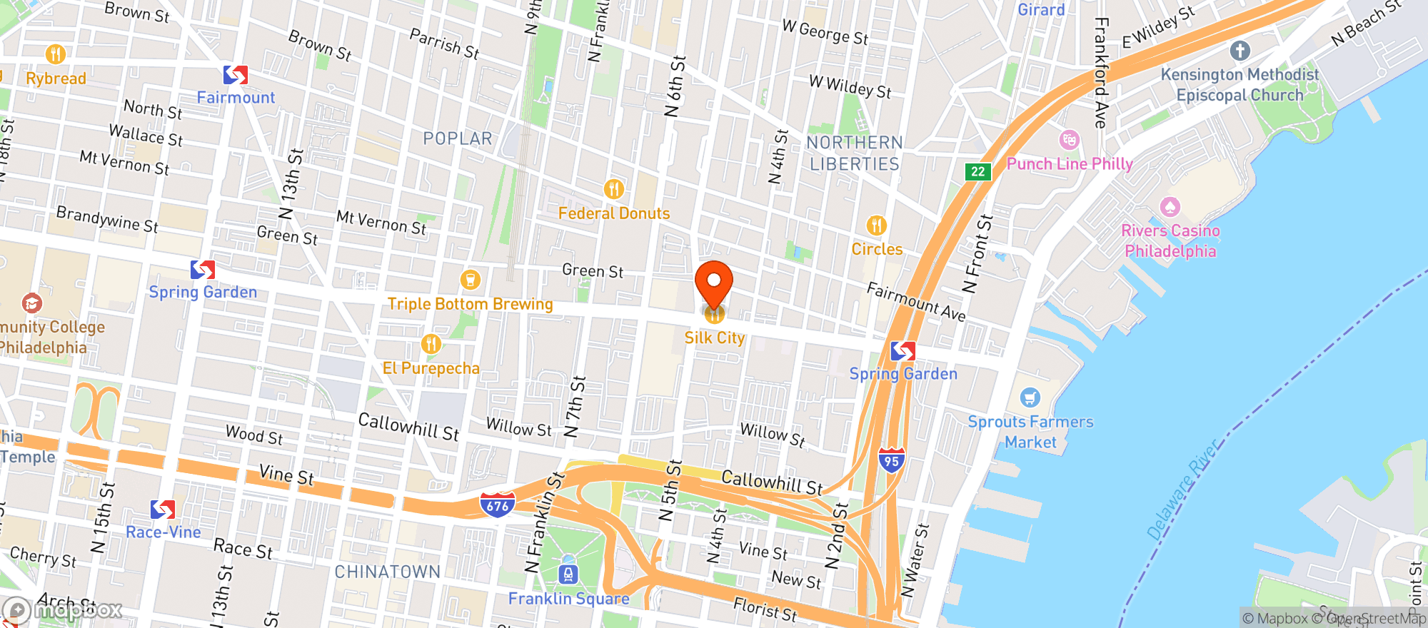 Map showing Silk City Diner & Lounge