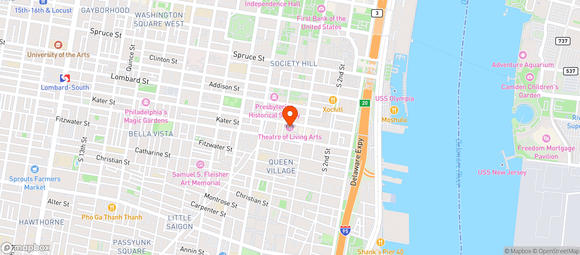 Map showing Theatre Of Living Arts