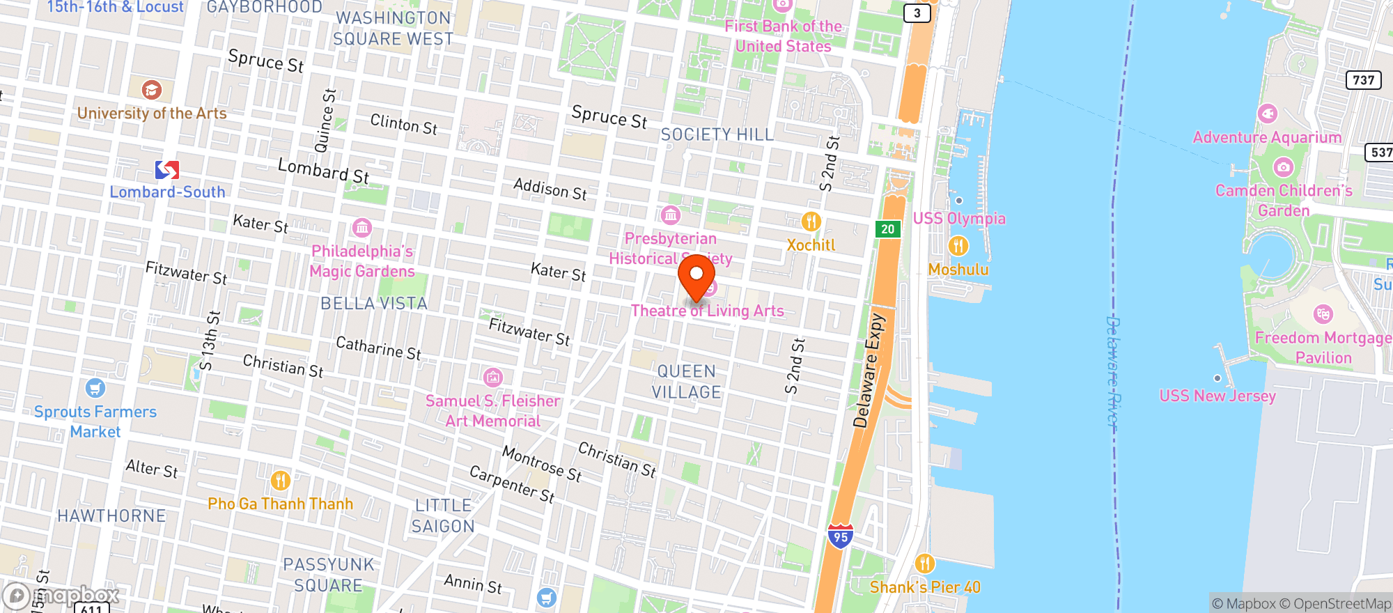Map showing Queen Village Food Market