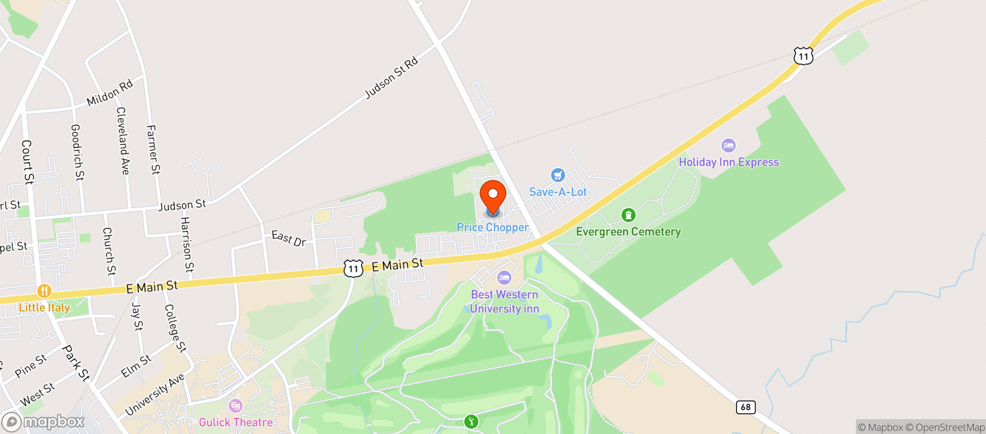 Map showing Price Chopper