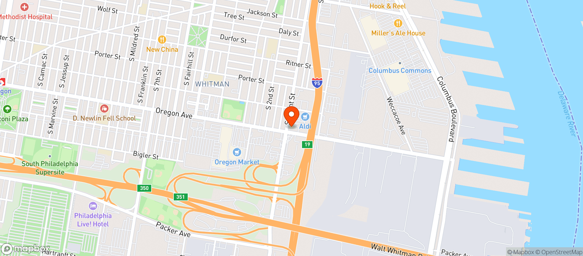 Map showing Sunoco Gas Station