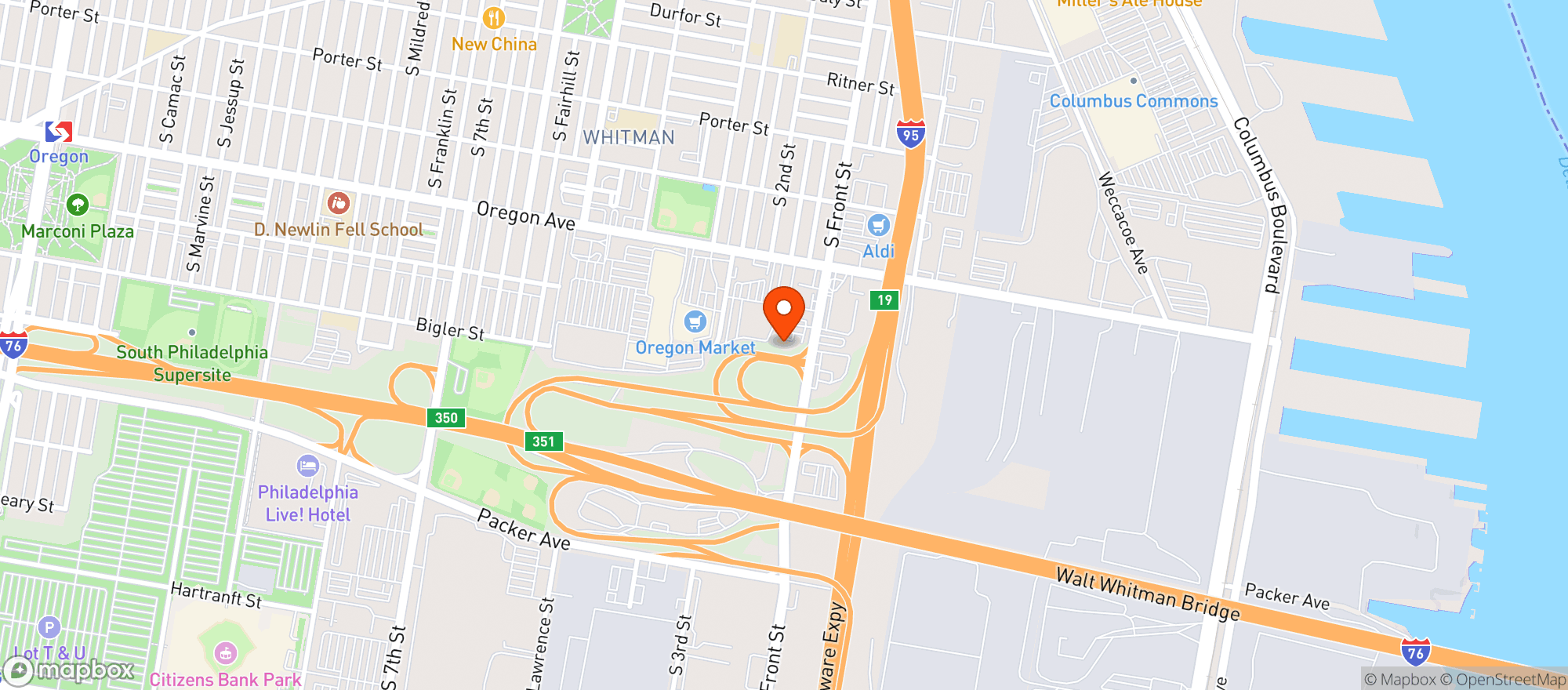 Map showing Cheerleaders Philadelphia
