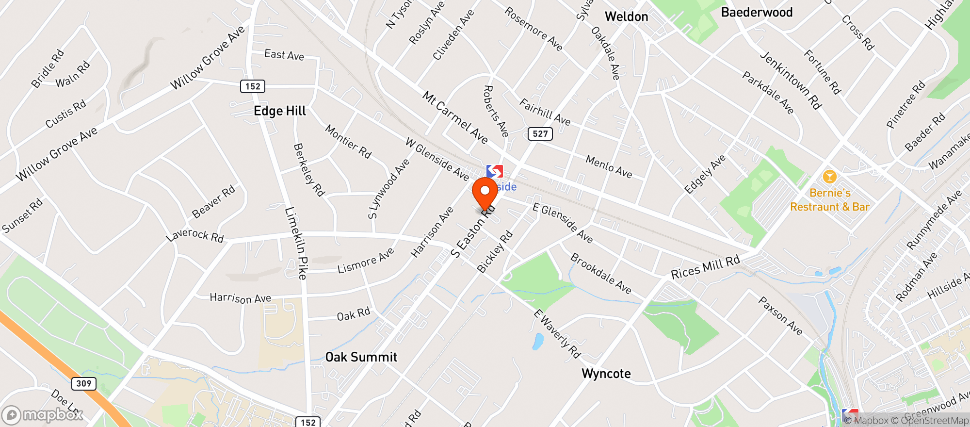 Map showing Glenside Pub