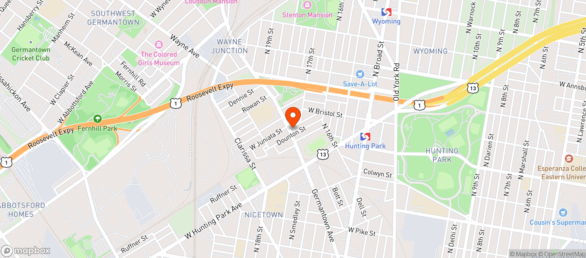 Map showing Big Ryans Restaurant