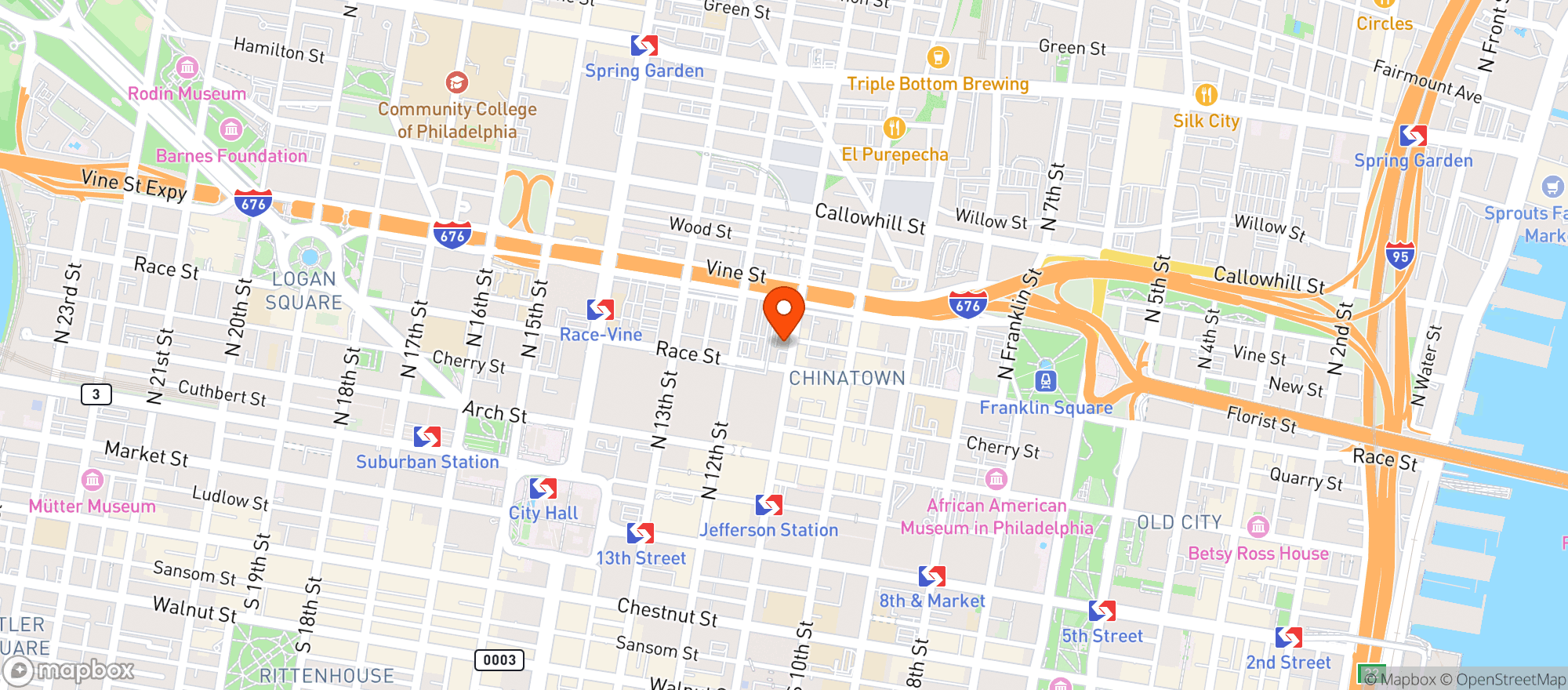 Map showing Chinatown Beer Garden