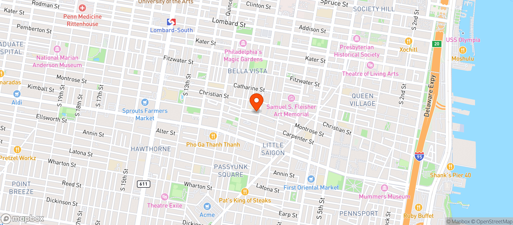 Map showing Di Bruno Bros