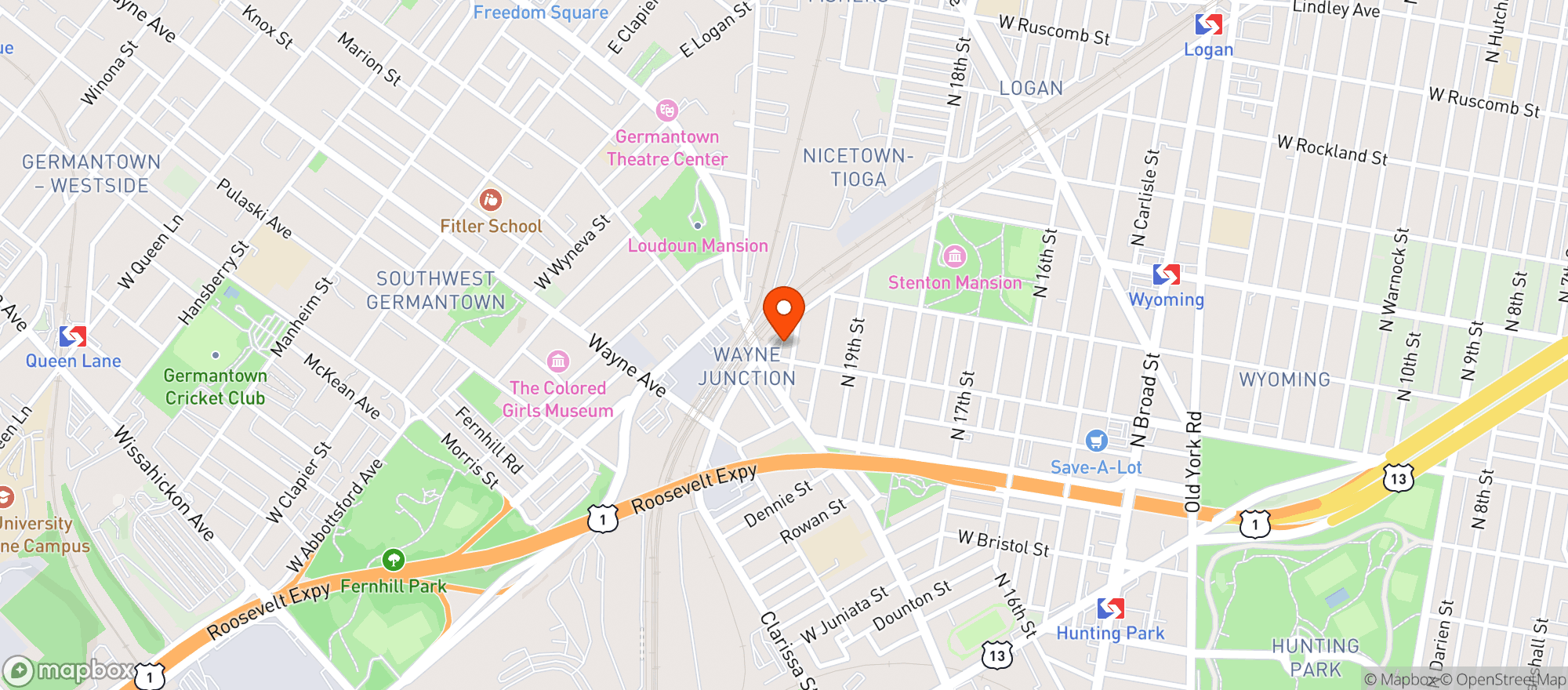Map showing Junction Beer Deli