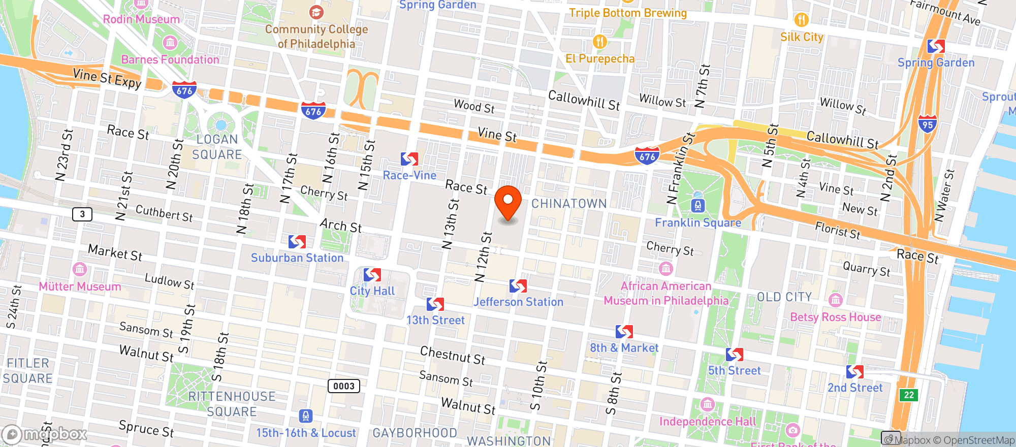 Map showing Aramark Pa Convention Ctr