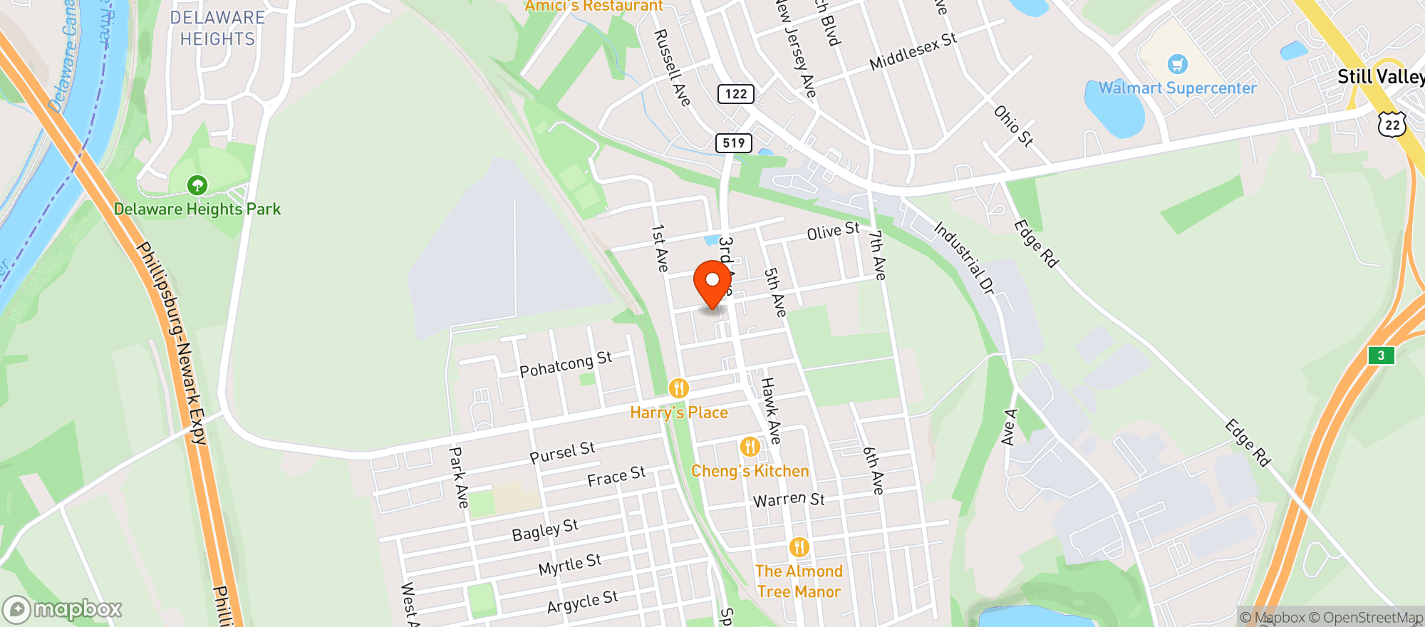 Map showing Alpha Liquors