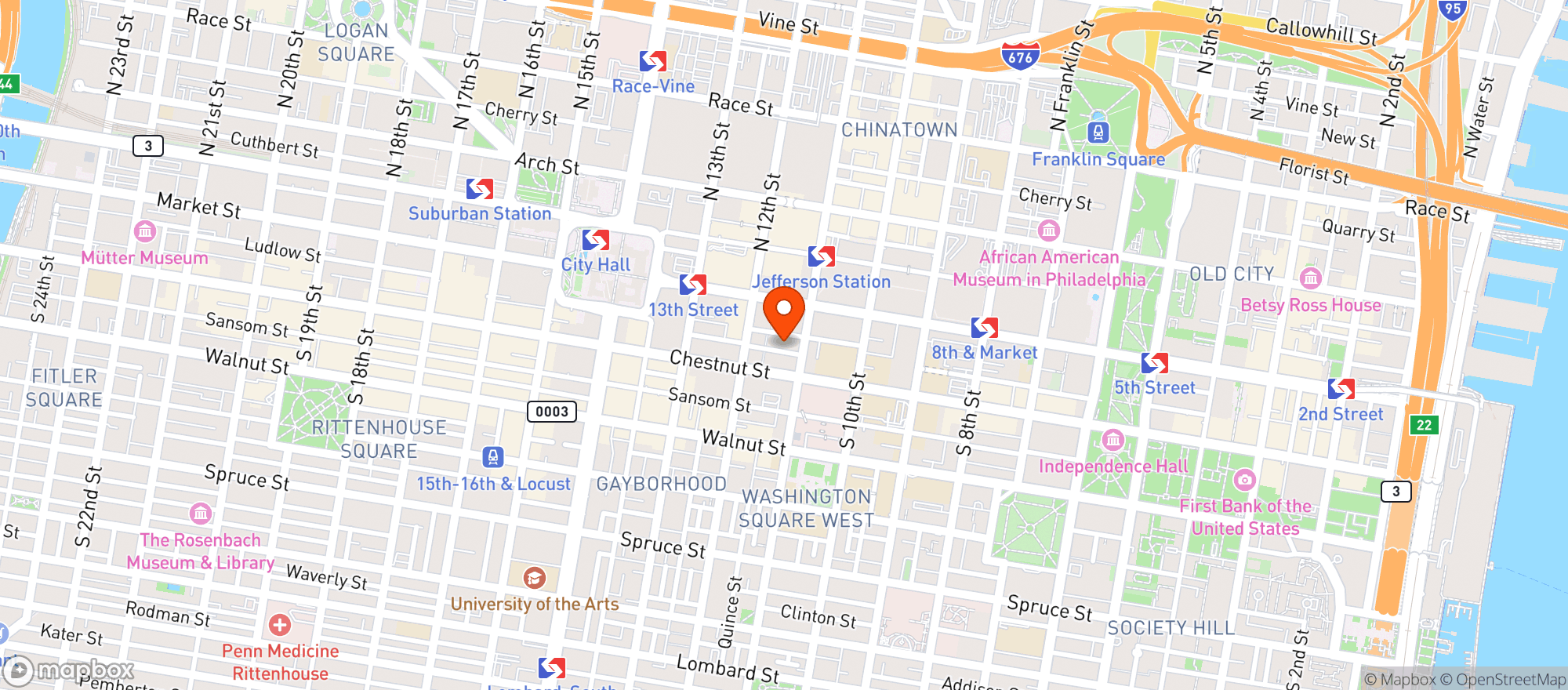 Map showing Mom's Organic Market - Center City