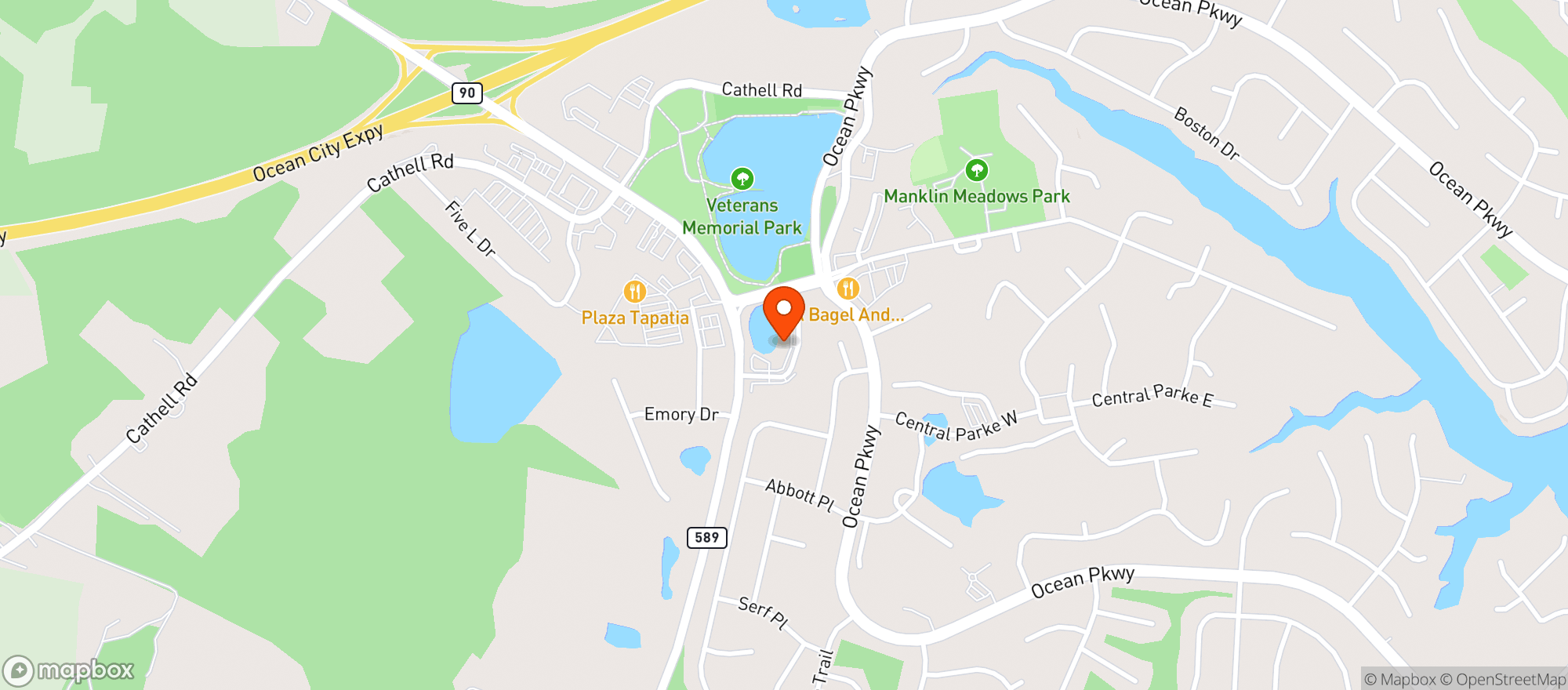 Map showing South Side Deli/Worcester DK ENT, INC