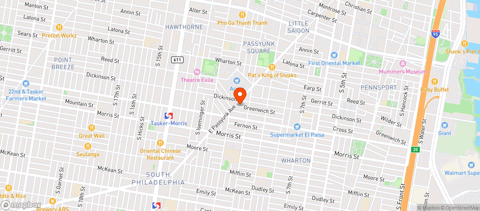 Map showing Ember & Ash