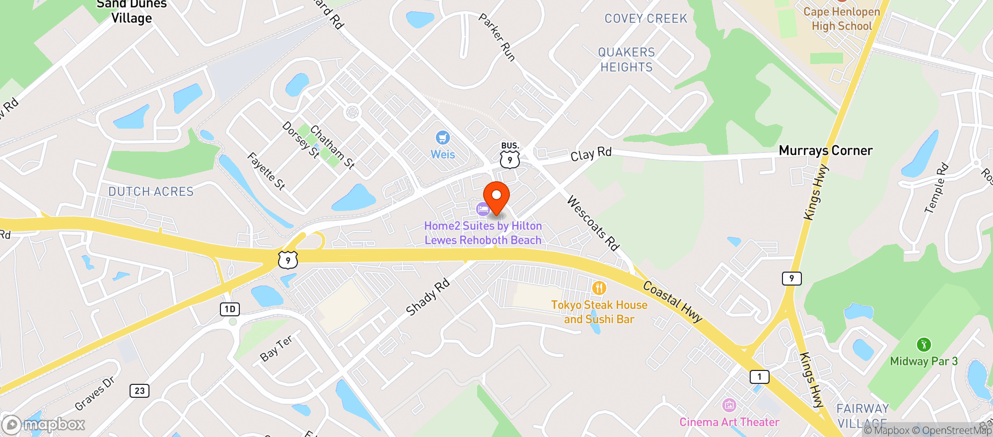 Map showing Hyatt House - Lewes