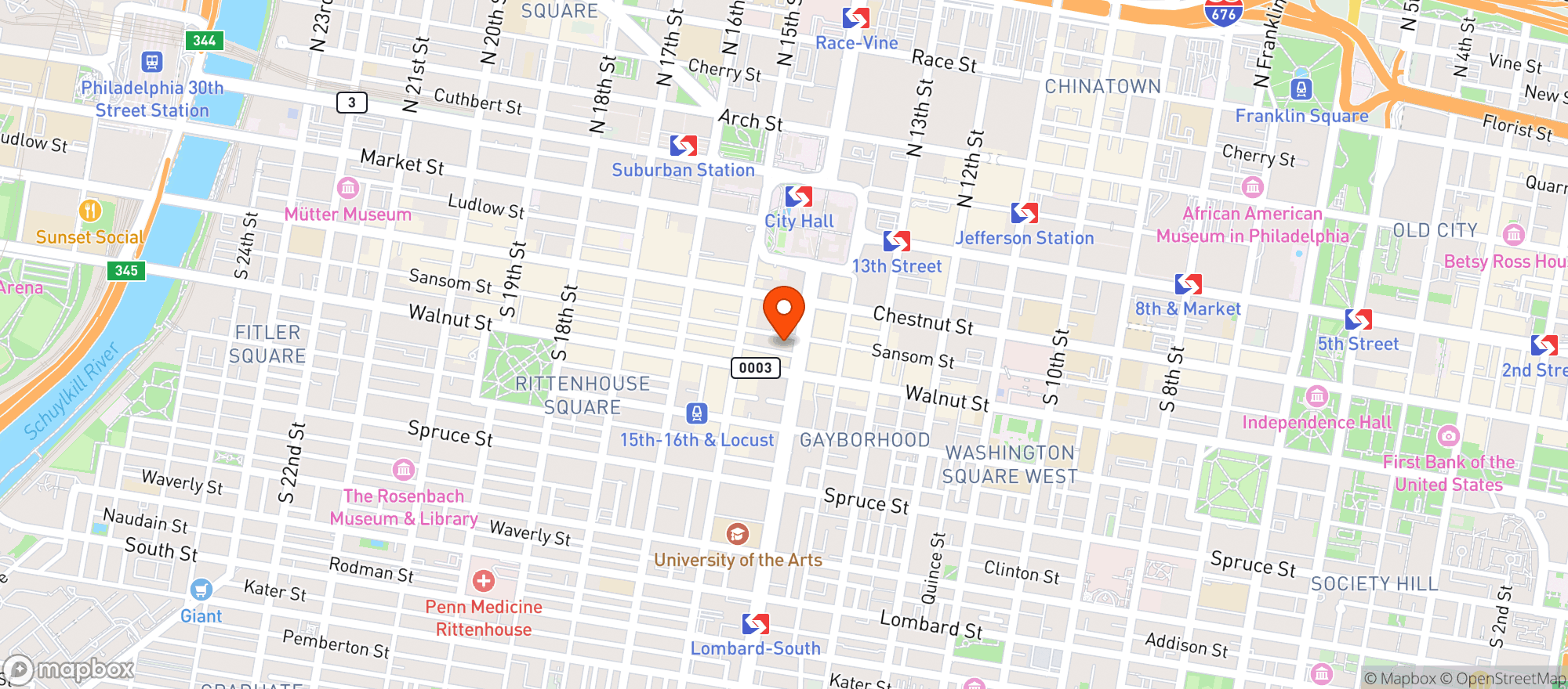 Map showing Union League Of Phila