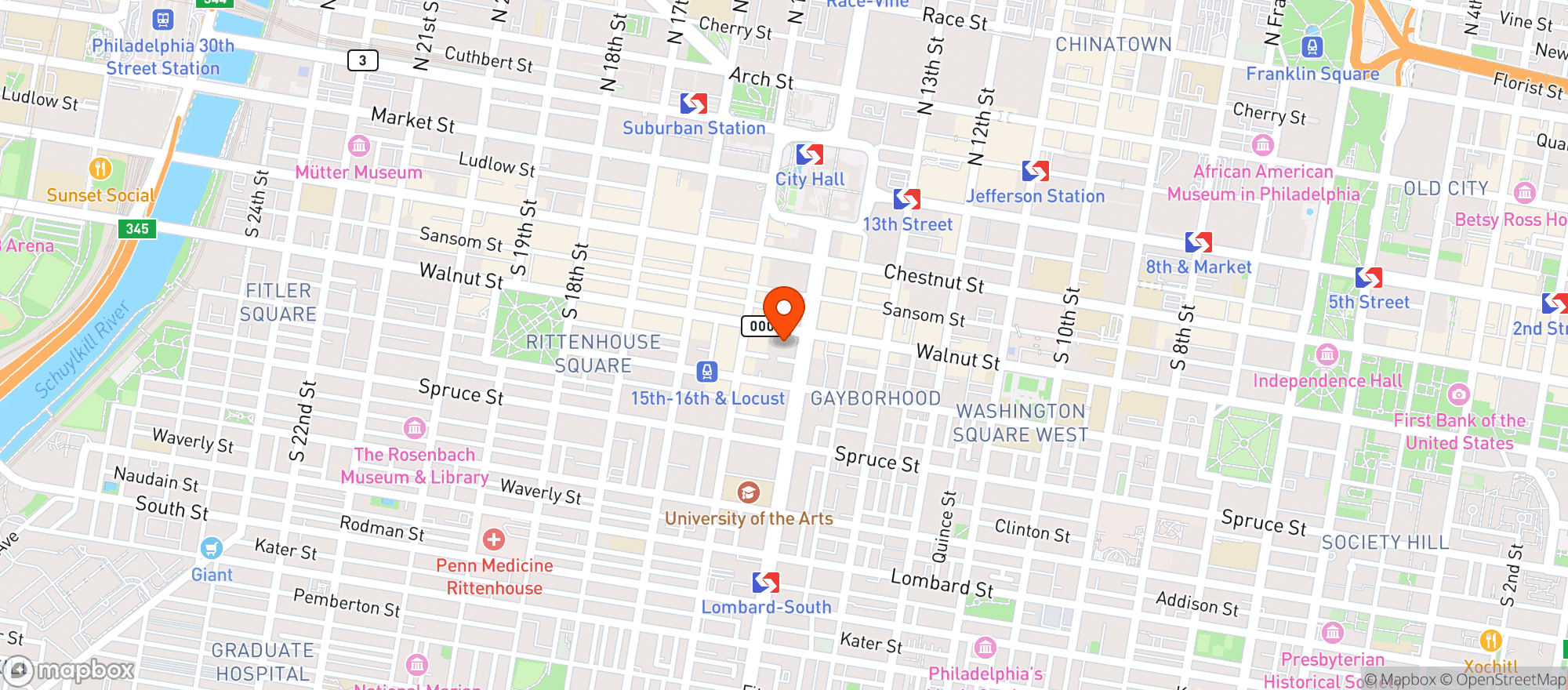 Map showing The Bellevue Hotel