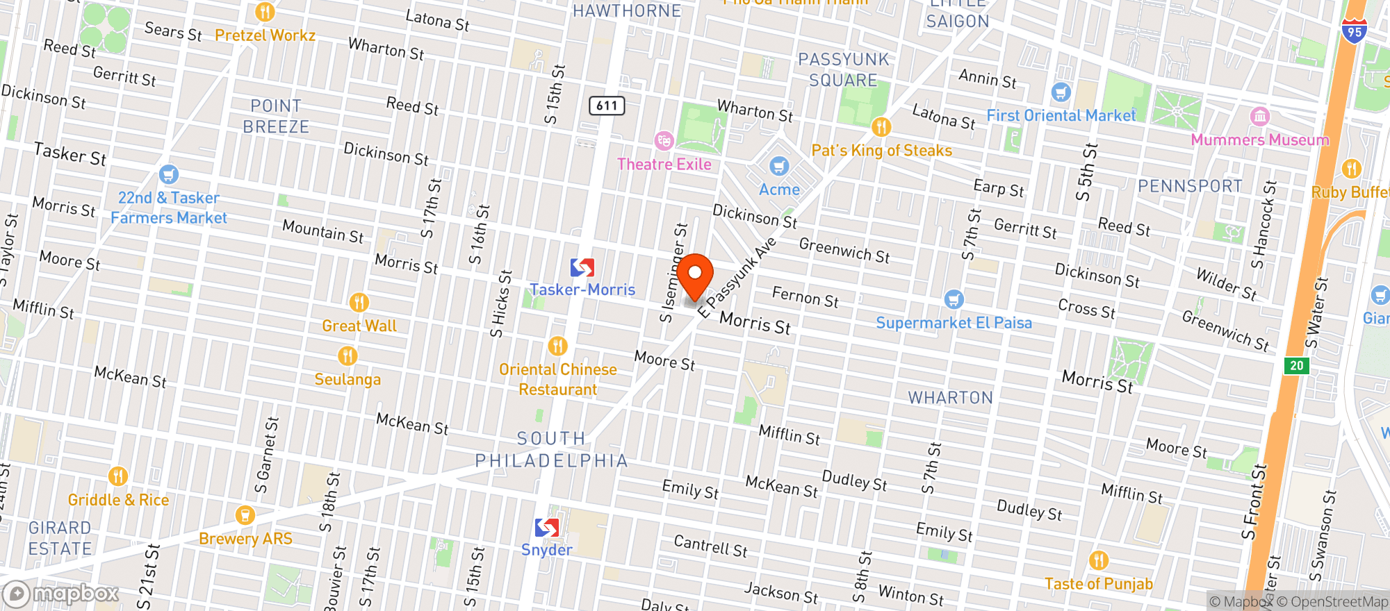 Map showing Human Robot-South Phila