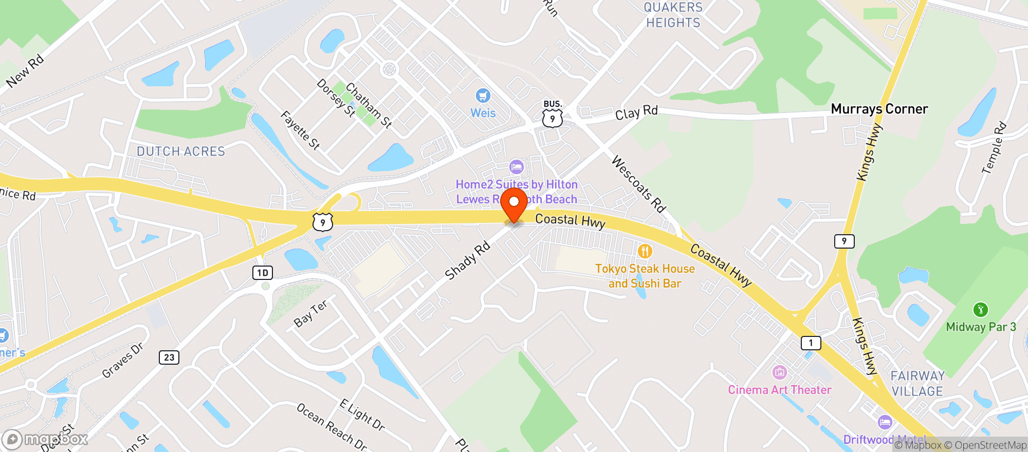Map showing Grotto Pizza Grand Slam