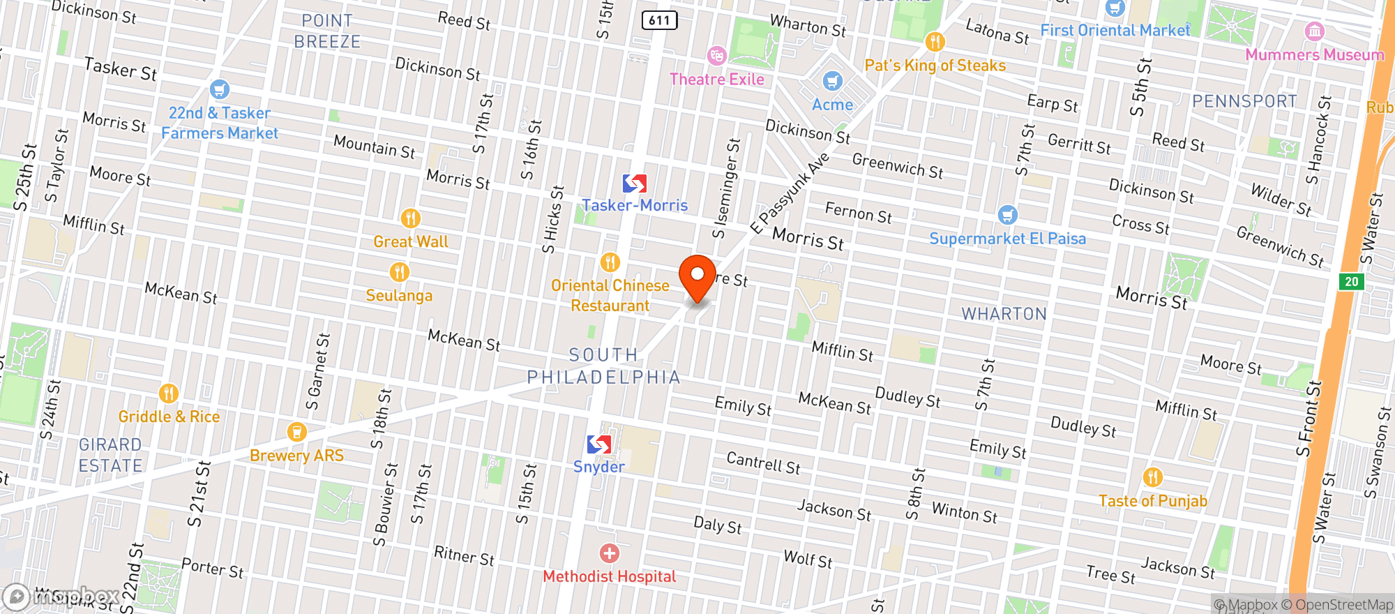 Map showing Nutmeg Bar and Market