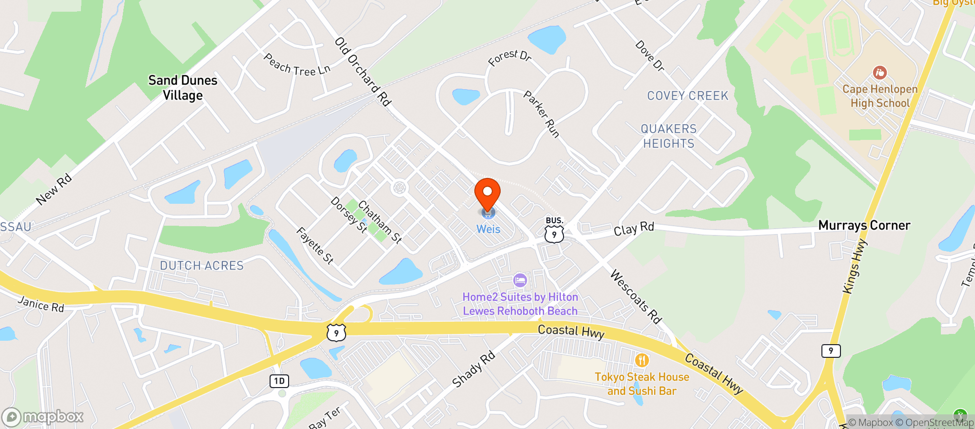Map showing Weis Markets