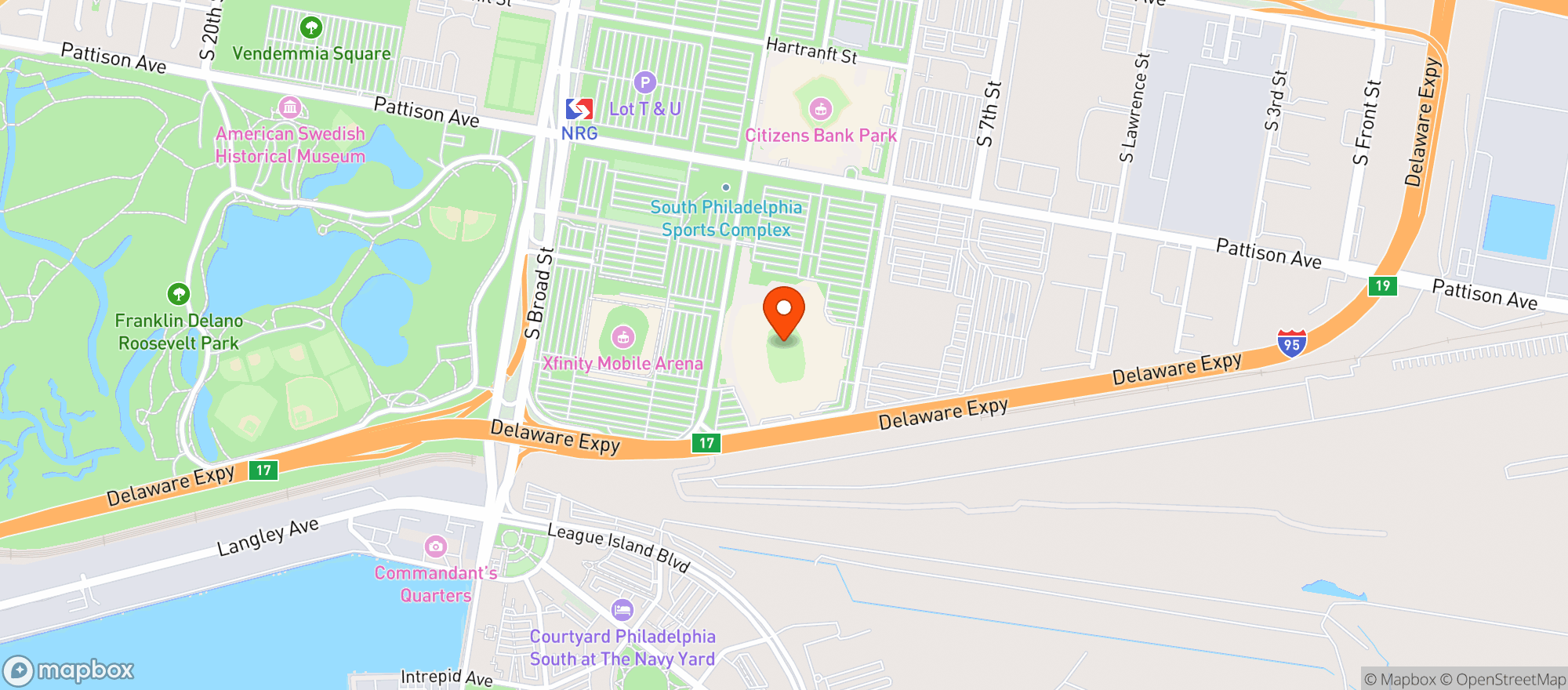 Map showing Lincoln Financial Field